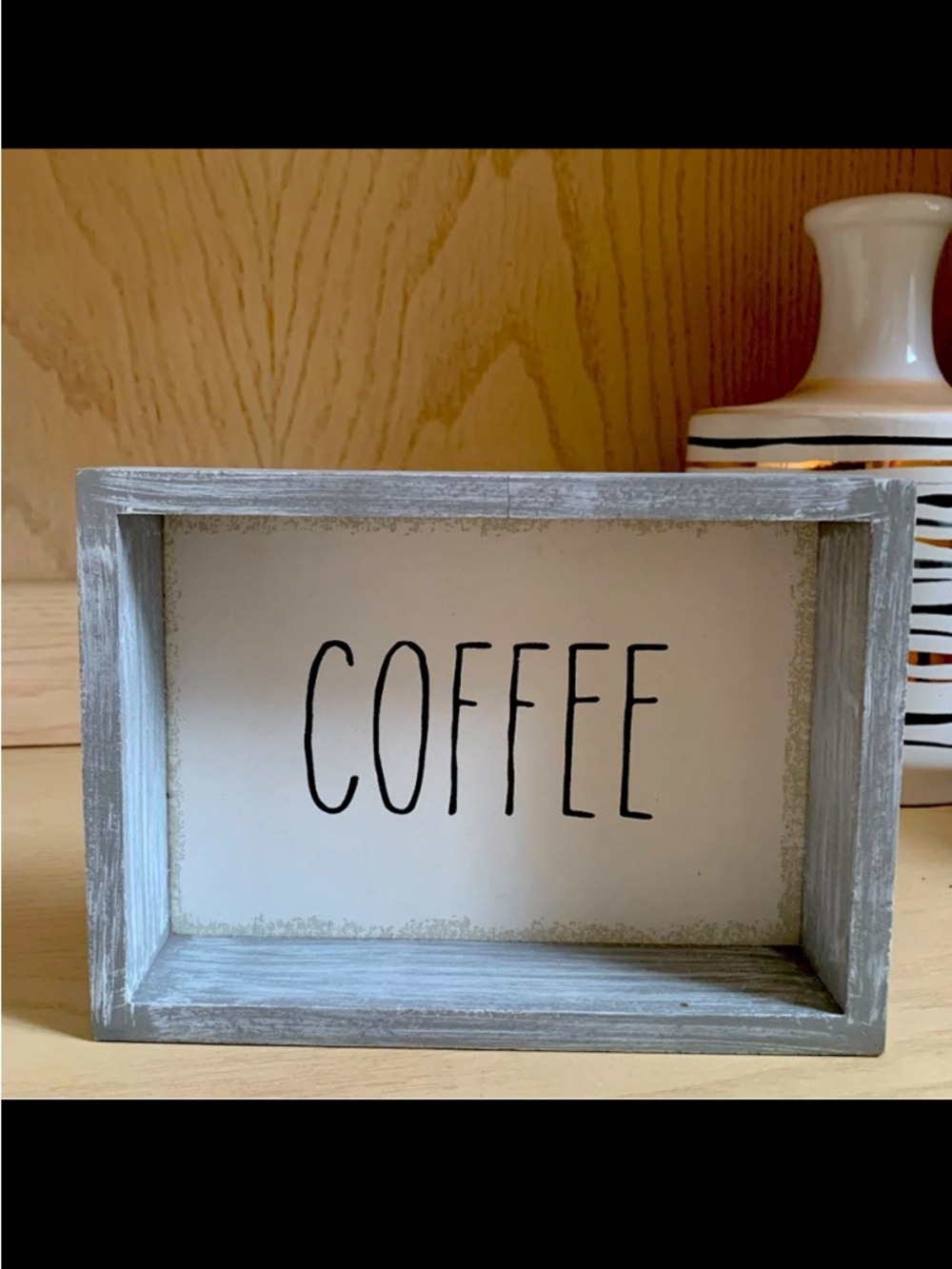 Rustic Coffee Sign Farmhouse Wood Decor Gray Kitchen Shelf Sign